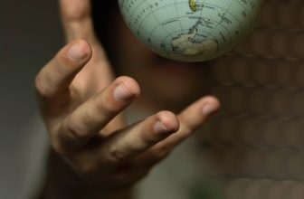 selective focus photo of globe floating over a hand